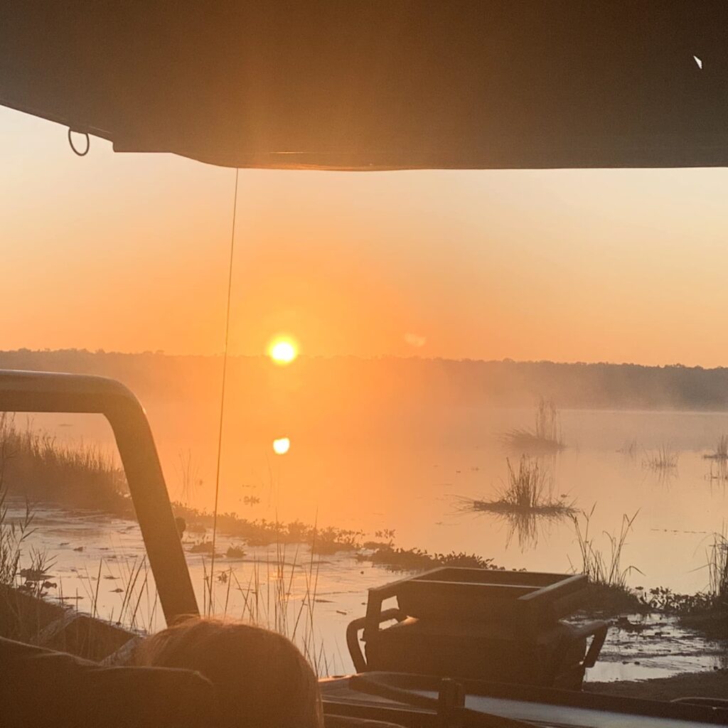 sunrise over the dam