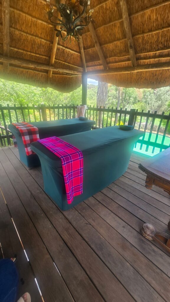 Massage area with a view of the pool at Kiasoma Lodge